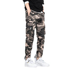 Men's Camouflage Cargo Jogging Pants with Tapered Cut, Elastic Waistband, and Multifunctional Pockets Fashion Glam