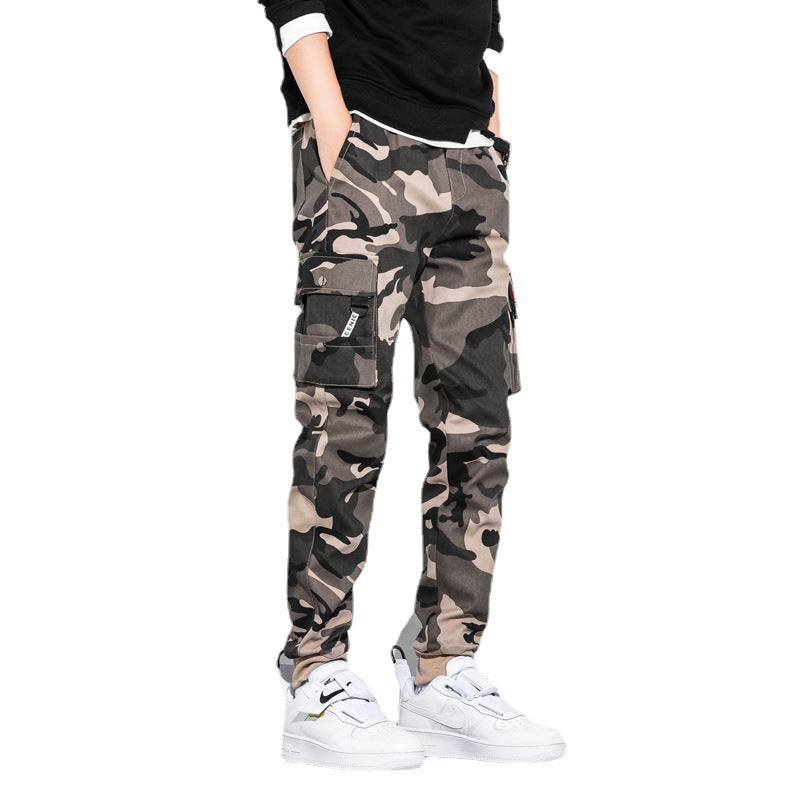 Men's Camouflage Cargo Jogging Pants with Tapered Cut, Elastic Waistband, and Multifunctional Pockets Fashion Glam