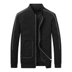 Men's Lightweight Bomber Jacket with Contrast Stitching, Zipper and Patch Pockets Fashion Glam