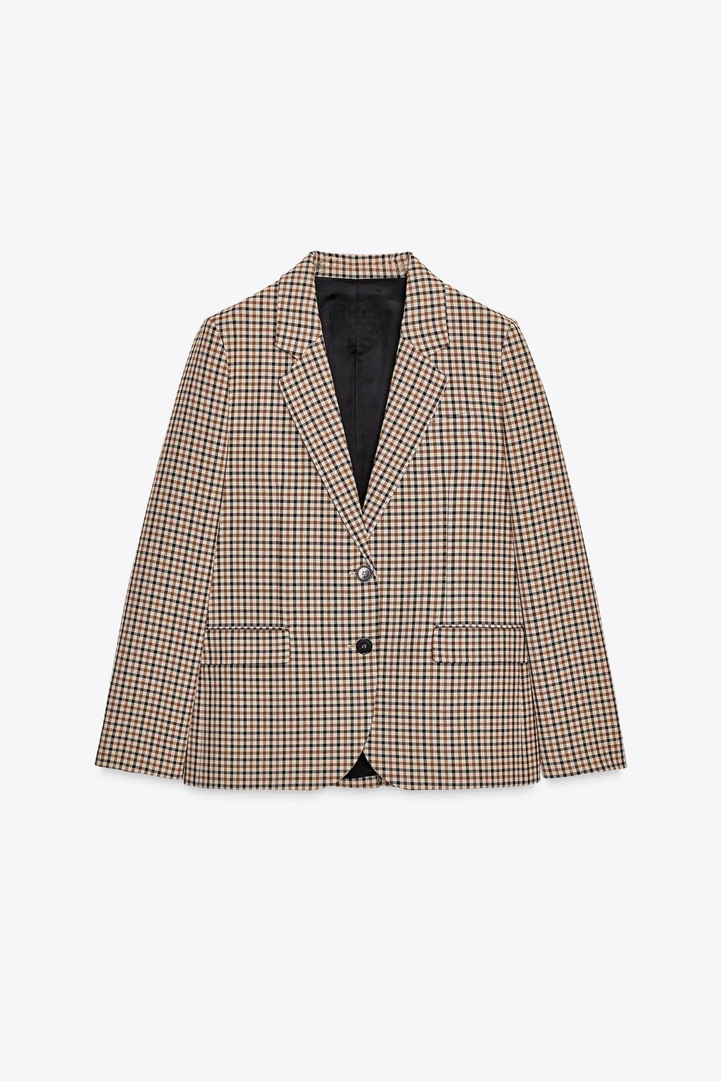 Women's Check Blazer in Modern Tailoring with Notch Lapel, Two-Button Closure and Lined Flap Pockets Fashion Glam