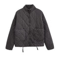 Women’s quilted jacket with stand-up collar, cushion quilting and drawstring Fashion Glam