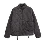 Women’s quilted jacket with stand-up collar, cushion quilting and drawstring Fashion Glam