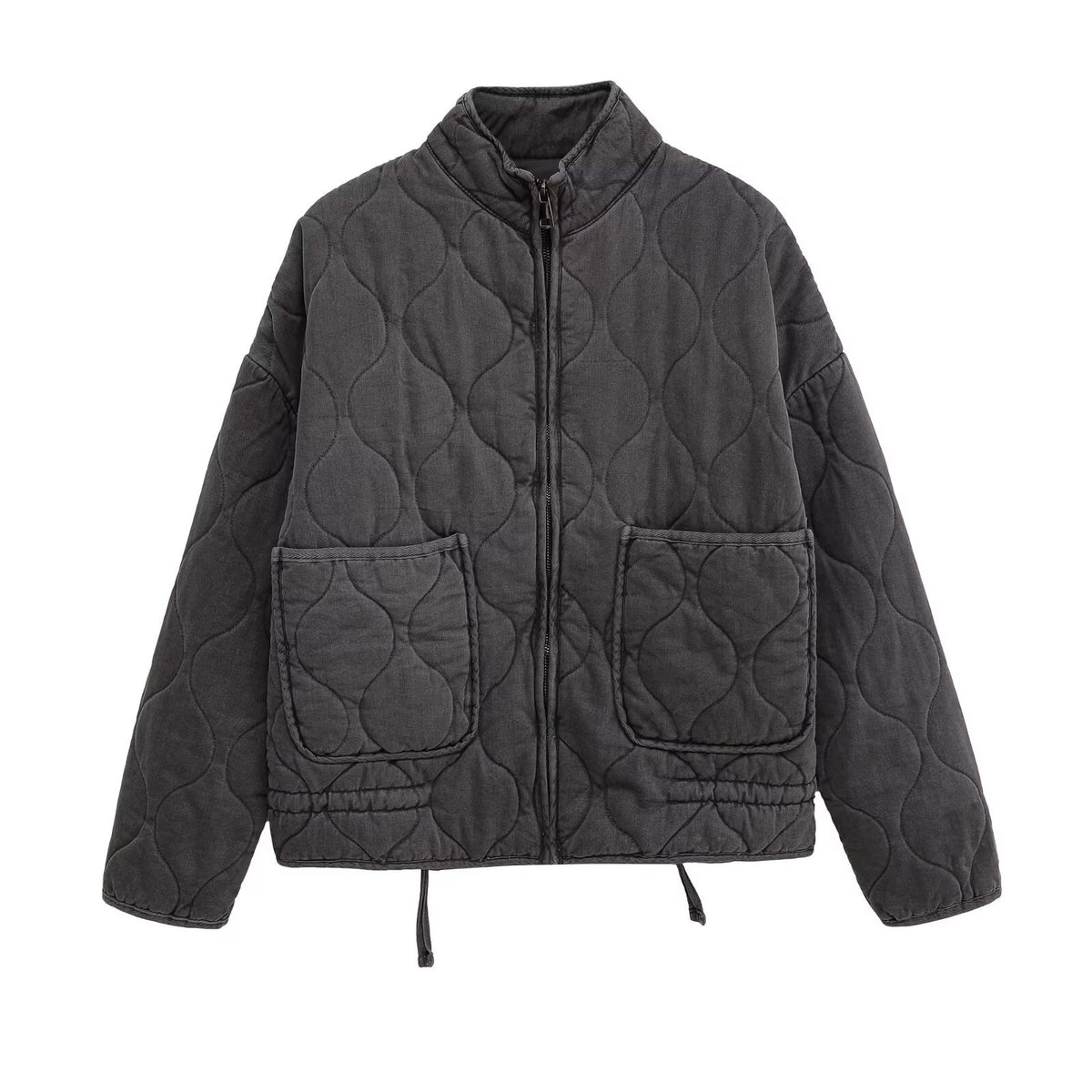 Women’s quilted jacket with stand-up collar, cushion quilting and drawstring Fashion Glam
