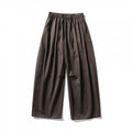 [Unisex] Wide linen blend pants with elastic waistband and drawstring Fashion Glam