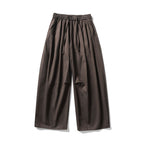 [Unisex] Wide linen blend pants with elastic waistband and drawstring Fashion Glam