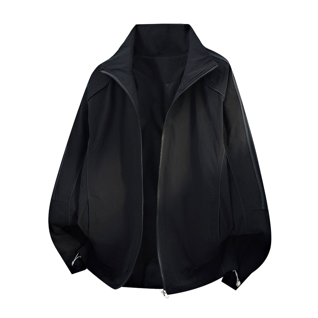 Women's Light Oversize Wind Jacket with Stand-up Collar, Drawstring and Elastic Cuffs Fashion Glam