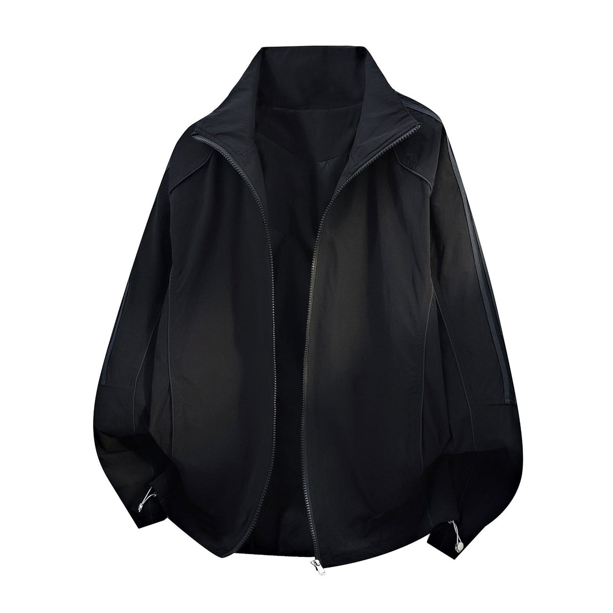 Women's Light Oversize Wind Jacket with Stand-up Collar, Drawstring and Elastic Cuffs Fashion Glam
