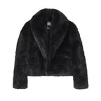 Ladies short cut luxury faux fur bolero with voluminous shawl collar Fashion Glam