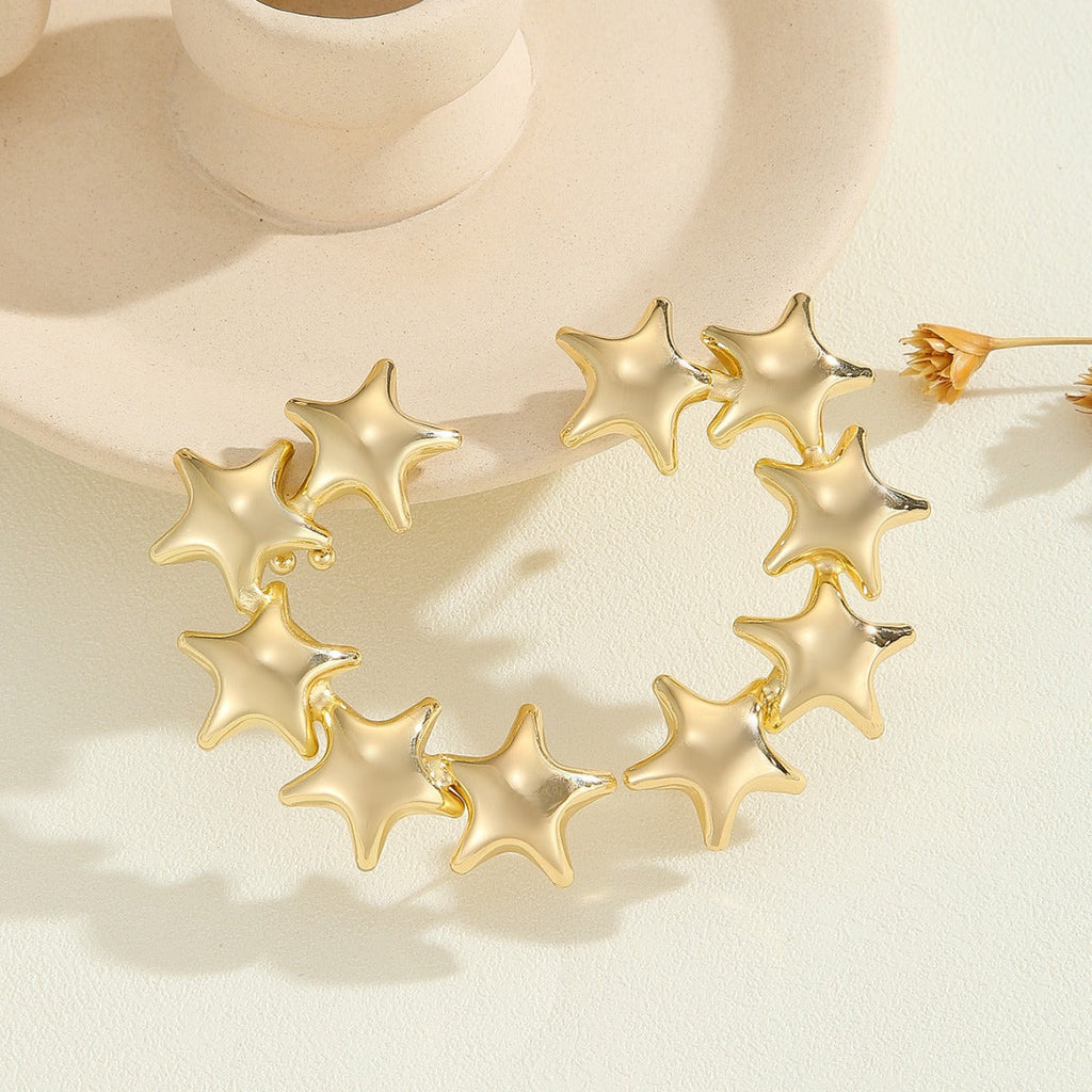 Women's bracelet with structured, golden beads Fashion Glam
