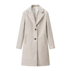 Ladies Elegant Wool Blend Coat in Straight Silhouette with Notched Collar and Piped Insert Pockets Fashion Glam