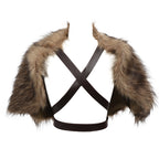 Men's Viking-inspired shoulder cape made of soft faux fur with adjustable leather straps Fashion Glam