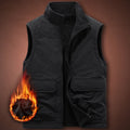 Men's Thermal Fleece Vest with windproof nylon outer layer, high stand collar, and multifunctional pockets Fashion Glam