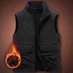 Men's Thermal Fleece Vest with windproof nylon outer layer, high stand collar, and multifunctional pockets Fashion Glam