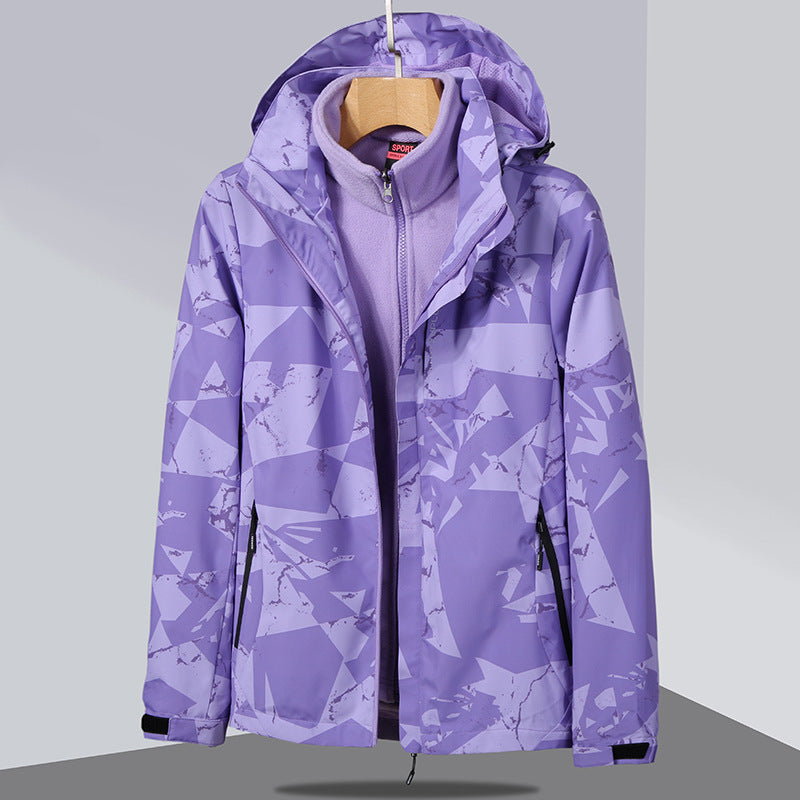 Women's two-layer softshell jacket with removable fleece inner jacket and hood Fashion Glam