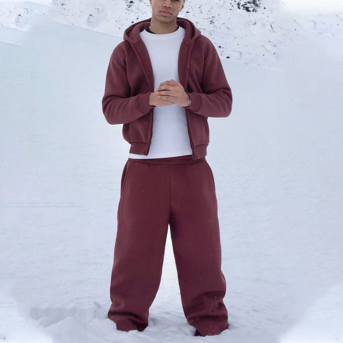 Men's Oversize Zip Hoodie and Relaxed Sweatpants Set Fashion Glam