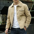 Men's Robust Canvas Field Jacket with Teddy Lining, Stand Collar and Utility Pockets Fashion Glam