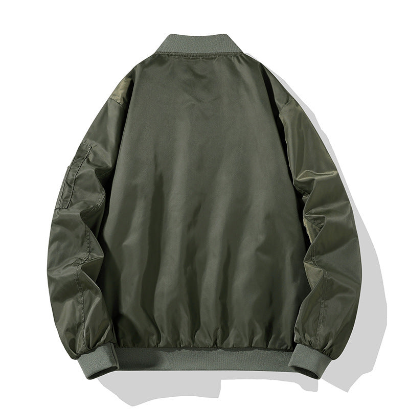 Men's Pilot Bomber Jacket in Military Look with Contrasting Lining, Arm Pocket and Ribbed Cuffs Fashion Glam
