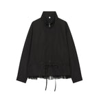 Women's lightweight adjustable windbreaker with stand-up collar, drawstring and tulle trim Fashion Glam