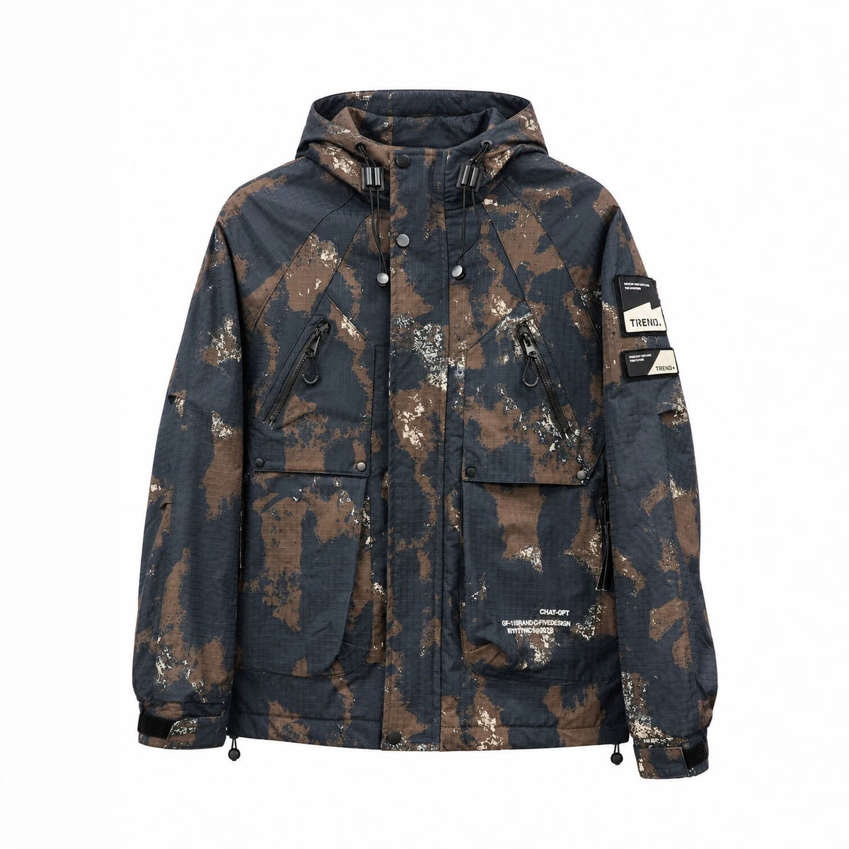 Men's Technical Camouflage Parka with Hood and Ripstop Outer Material Fashion Glam