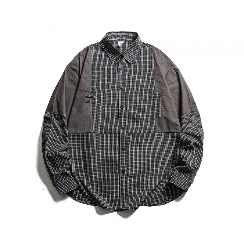 Men's Patchwork Overshirt in Check Mix with Contrast Panels Fashion Glam
