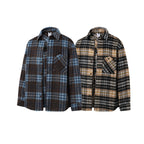 Unisex Boxy Overshirt Jacket made of soft wool blend with check pattern and patch chest pocket Fashion Glam