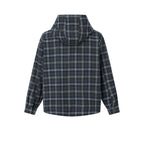 Unisex Boxy Hooded Overshirt in Flannel with Patch Pockets Fashion Glam