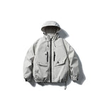 Unisex Waterproof technical hooded jacket with multiple pockets and adjustable hem Fashion Glam