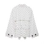 Women Polka Dot Cropped Trench Coat with Tie Belt Fashion Glam