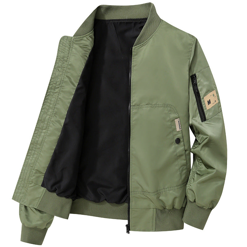 Men's Lightweight Bomber Jacket Made of Nylon with Arm Pocket and Ribbed Cuffs Fashion Glam