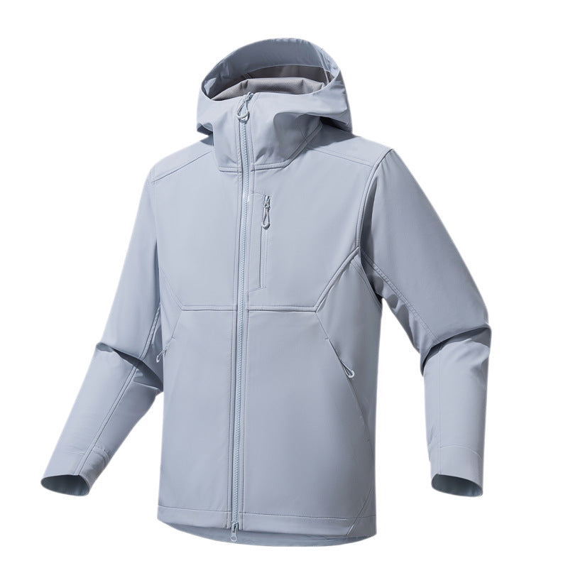 Men's Technical Softshell Hoodie Jacket with Hood, windproof membrane and ergonomic fit Fashion Glam