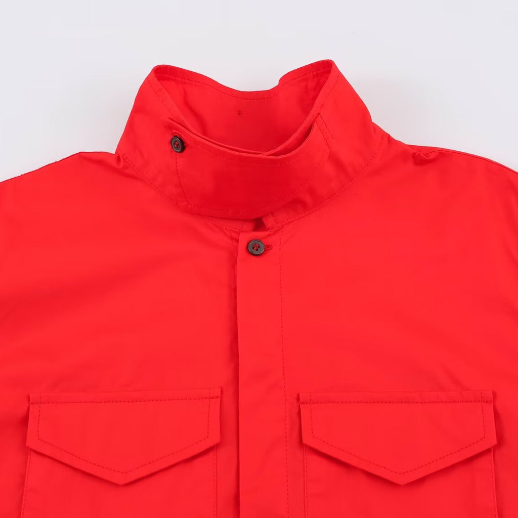 Women’s Oversized Shirt Jacket with Stand Collar and Patch Chest Pockets Fashion Glam