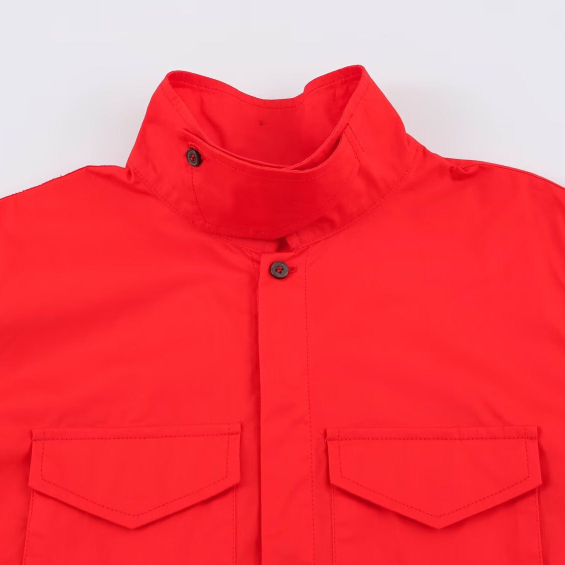 Women’s Oversized Shirt Jacket with Stand Collar and Patch Chest Pockets Fashion Glam