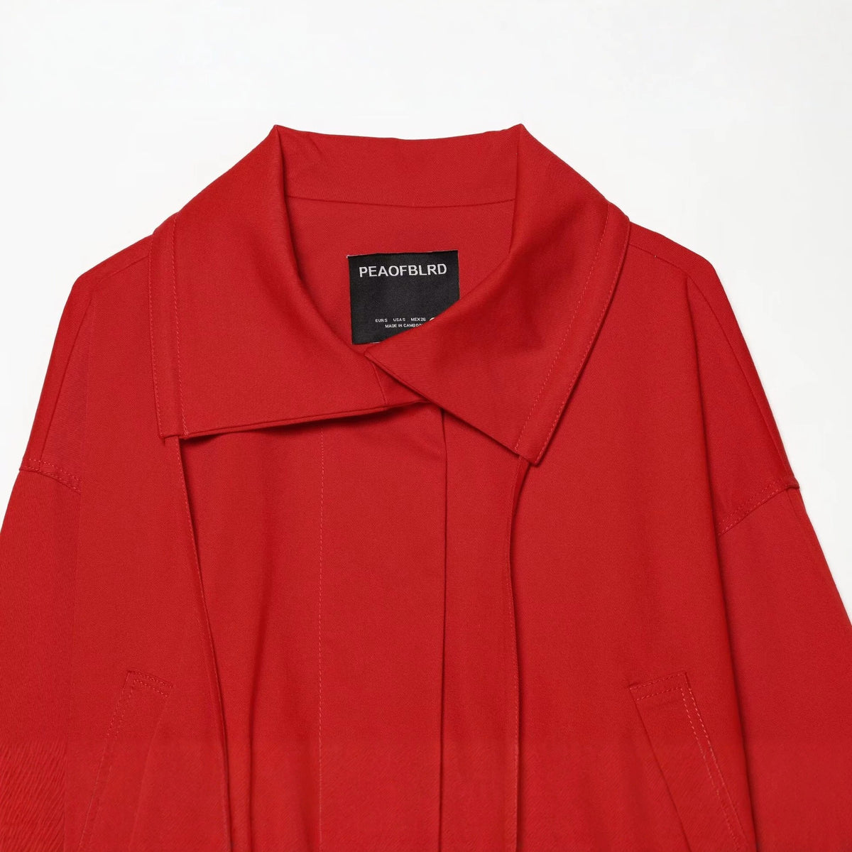 Women's Cropped Trench Coat with Drawstring, Knot Belt and Distinctive Stand Collar Fashion Glam