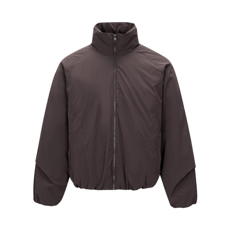 Unisex Short cut lightweight windbreaker in boxy cut with high stand-up collar and elastic hem Fashion Glam