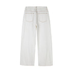 Women's Wide High-Waist Culotte Jeans with Visible Contrast Seams Fashion Glam