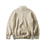 Unisex Coarse Knitted Half-Zip Sweater with Troyer Collar and Chest Pocket Fashion Glam