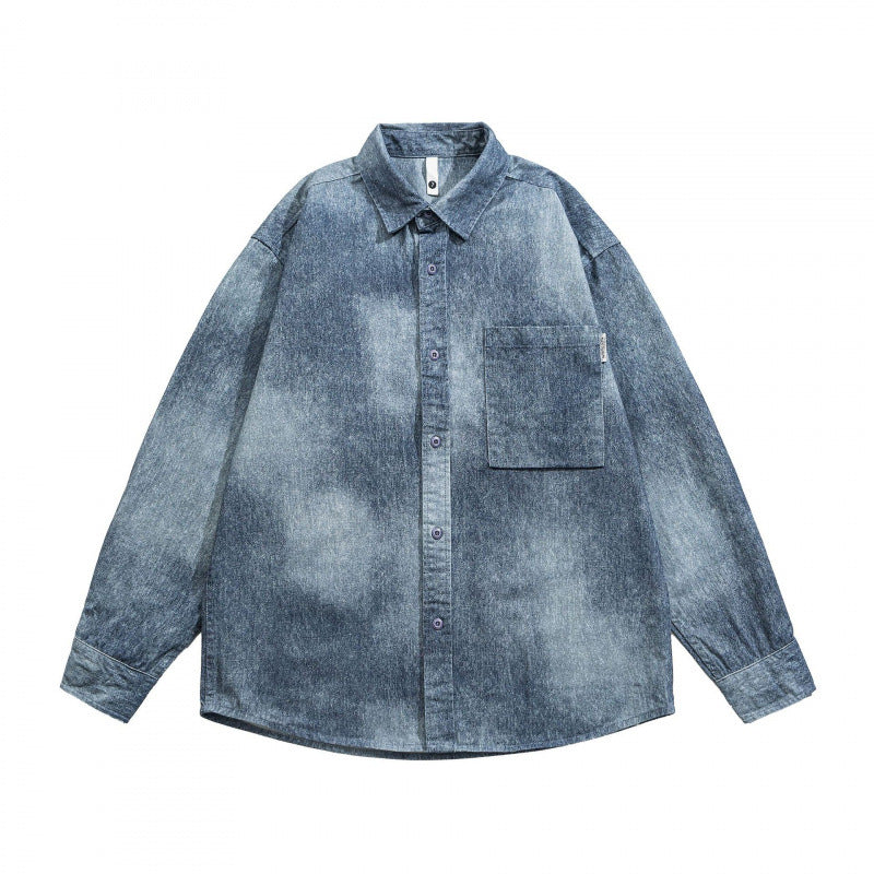 Unisex Oversize Cotton Shirt with Washed Effect and Patch Chest Pocket Fashion Glam