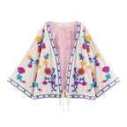 Women's embroidered kimono cardigan with floral embroidery Fashion Glam