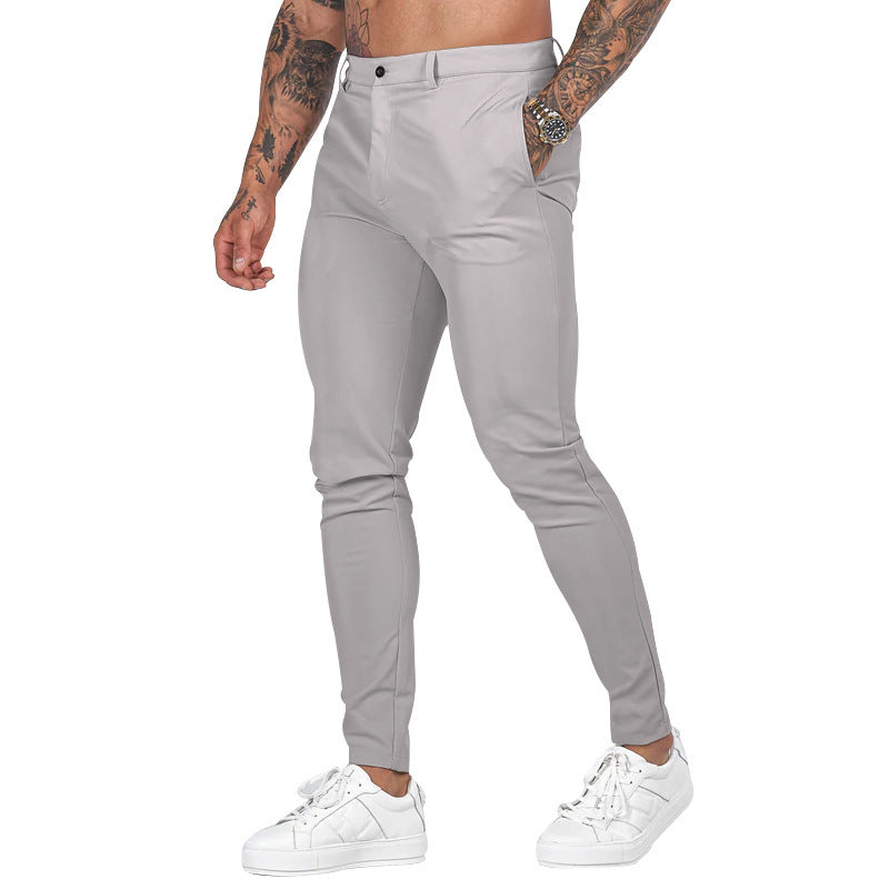 Men's Slim-Fit Chino Pants with Modern Design and Elastic Waist Fashion Glam