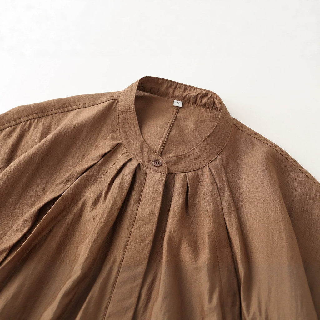 Women’s lightweight blouson jacket with pleated front, stand-up collar, and elastic hem Fashion Glam