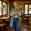 Women's Longline Quilted Coat with Floral Print, Teddy Lining and Oversized Silhouette Fashion Glam