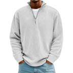 Men's ribbed knit pullover with half-zip and stand-up collar Fashion Glam