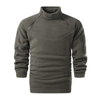 Men's Tactical Microfleece Sweater with High Stand-Up Collar, Sleeve Zip Pocket and Raglan Sleeves Fashion Glam