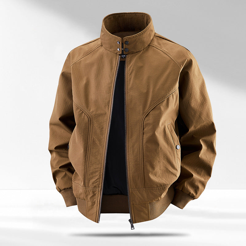 Men's windproof quilted bomber jacket with stand collar, ribbed cuffs, and padded lining Fashion Glam