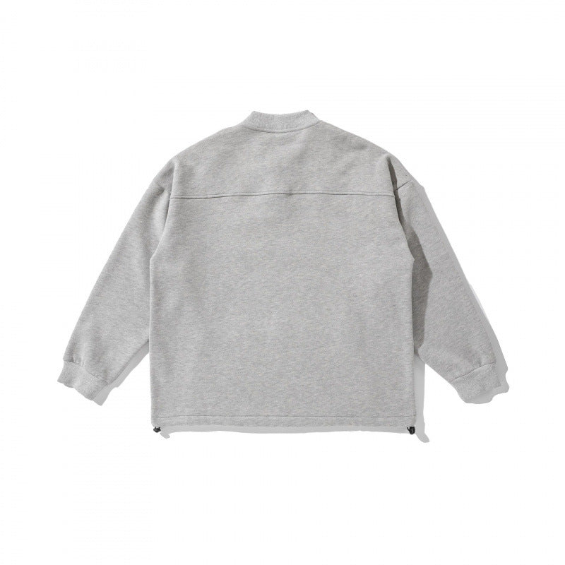 Unisex Oversize Sweatshirt with Henley button placket, kangaroo pocket and drawstring hem Fashion Glam