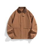 Men's Oversized Utility Jacket with Cord Collar and Snap Front Fashion Glam