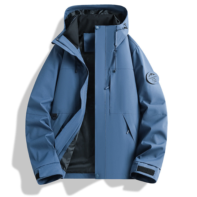 Men's Water and Windproof Softshell Outdoor Jacket with Adjustable Hood Fashion Glam