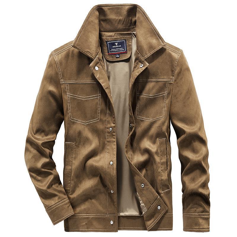 Men's Suede Look Trucker Jacket with Snap Closure Fashion Glam