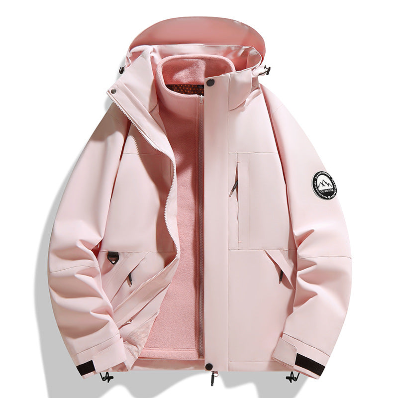 Women's two-layer softshell outdoor jacket with removable fleece inner jacket and hood Fashion Glam