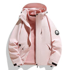 Women's two-layer softshell outdoor jacket with removable fleece inner jacket and hood Fashion Glam